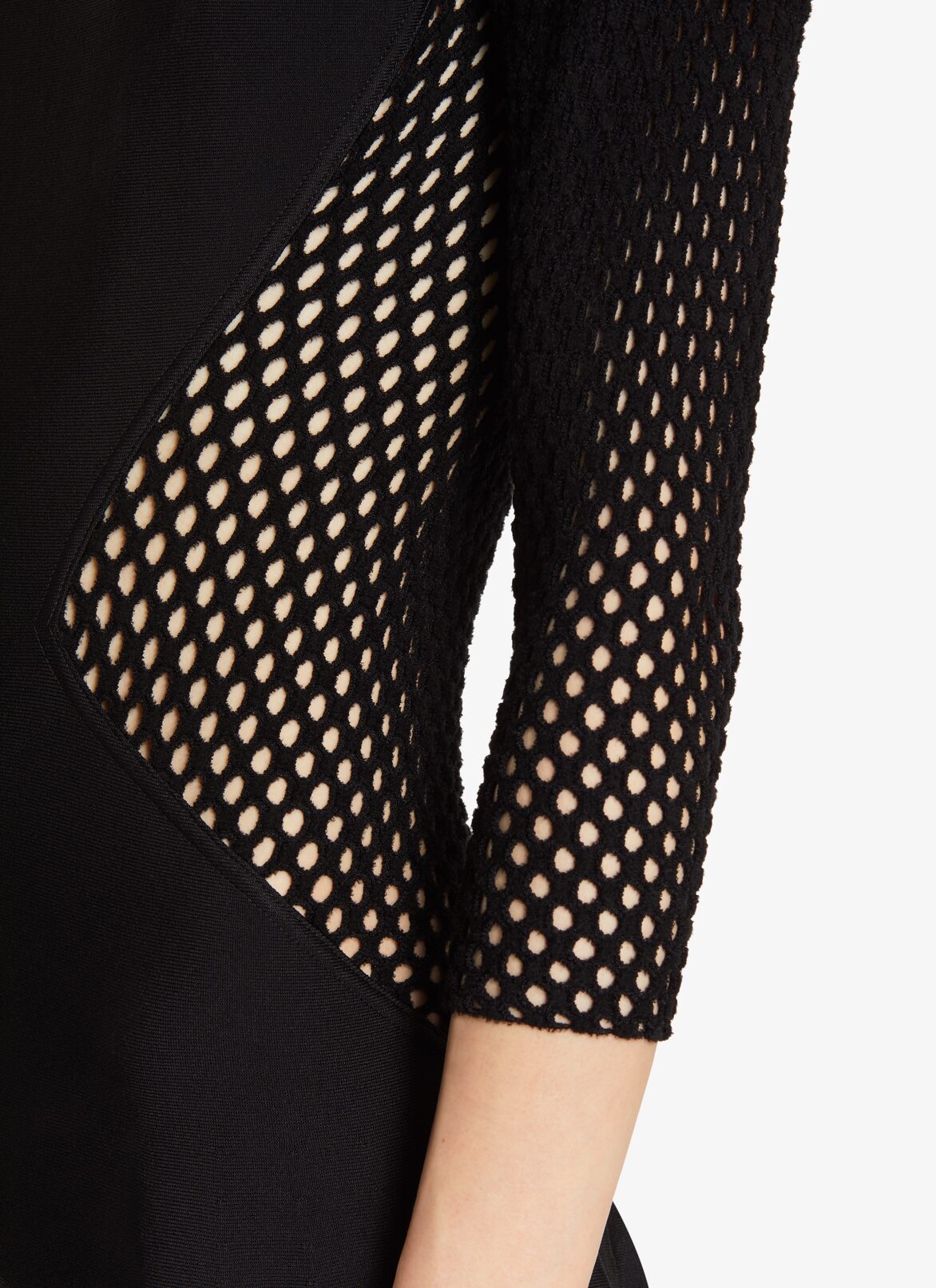 Bi-material Black Dress ALAÏA BLACK BI-MATERIAL BLACK DRESS
